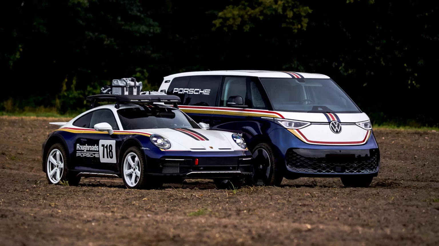 Porsche 911 Dakar con furgoneta VW ID. Buzz Porsche 911 Dakar con furgoneta VW ID. Buzz