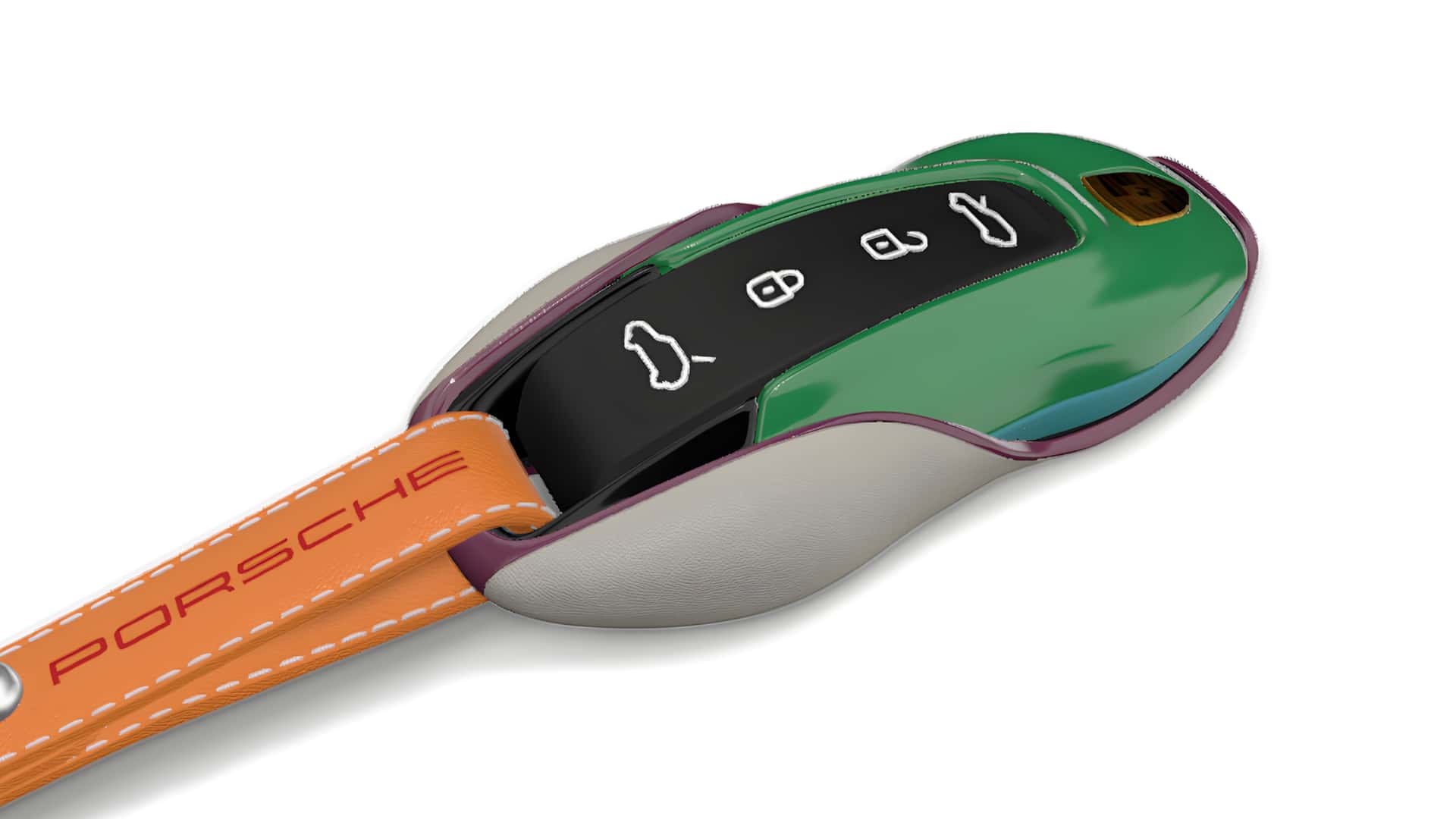 Configurador de llaveros del Cayenne EV en diferentes colores y materiales