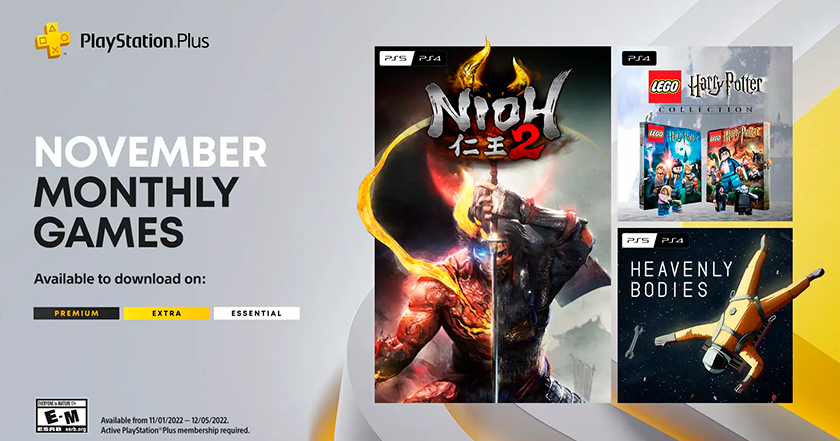 LEGO Harry Potter Collection, Nioh 2 y Heavenly Bodies: juegos que recibirán los suscriptores de PlayStation Plus en noviembre