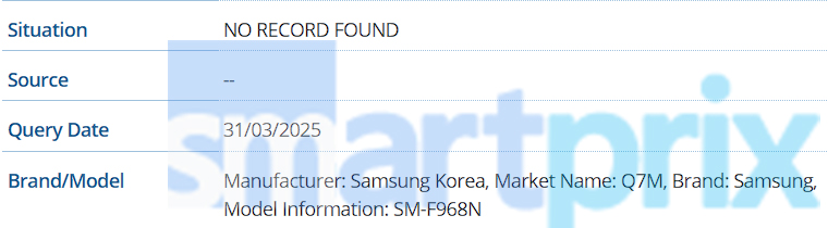 Smartphone plegable dual Samsung Q7M SM-F968N