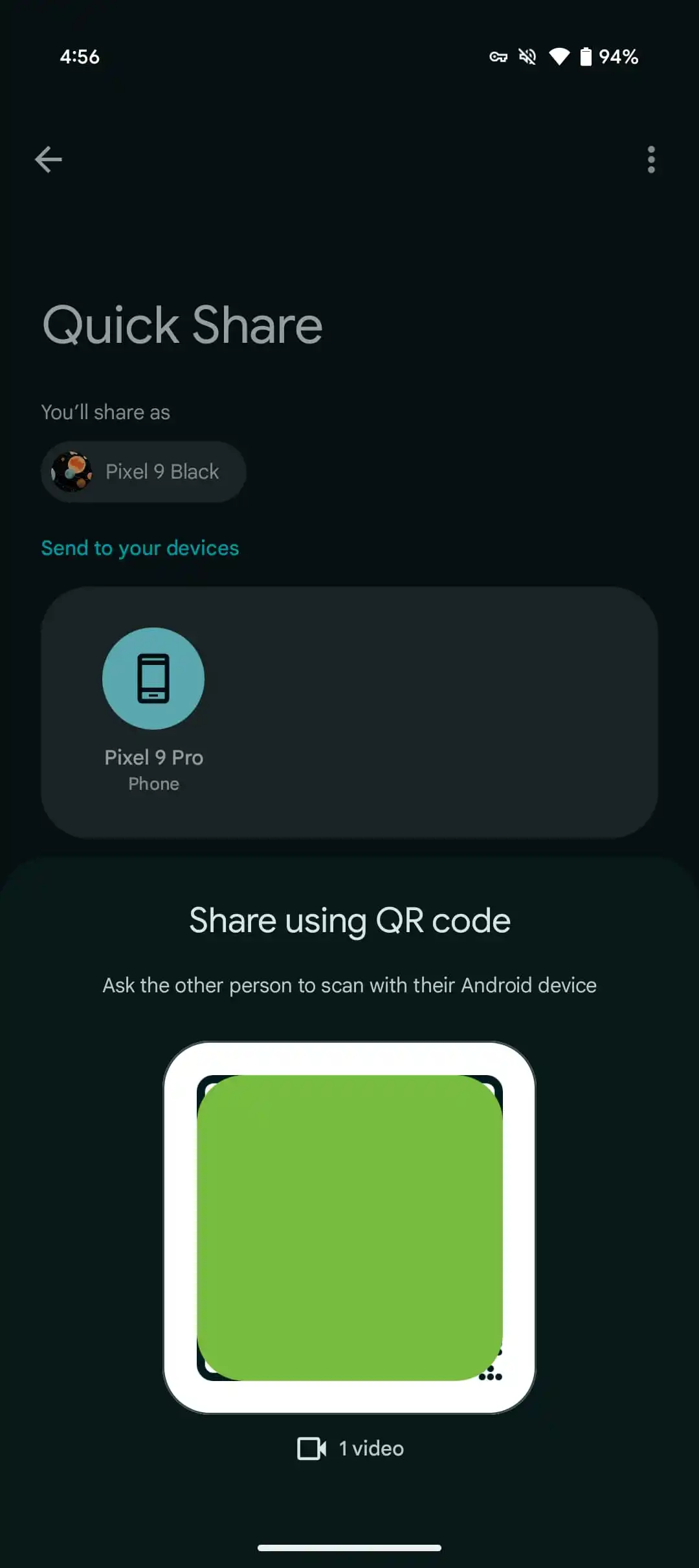 Código QR para compartir archivos en Quick Share Código QR para compartir archivos en Quick Share
