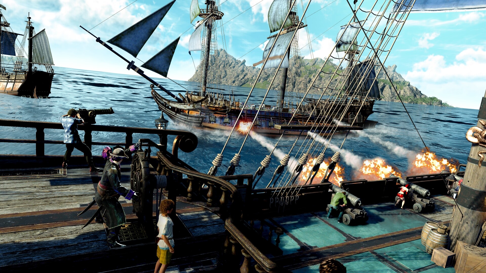 Juego como un dragón: Pirate Yakuza in Hawaii - Escena con batalla naval