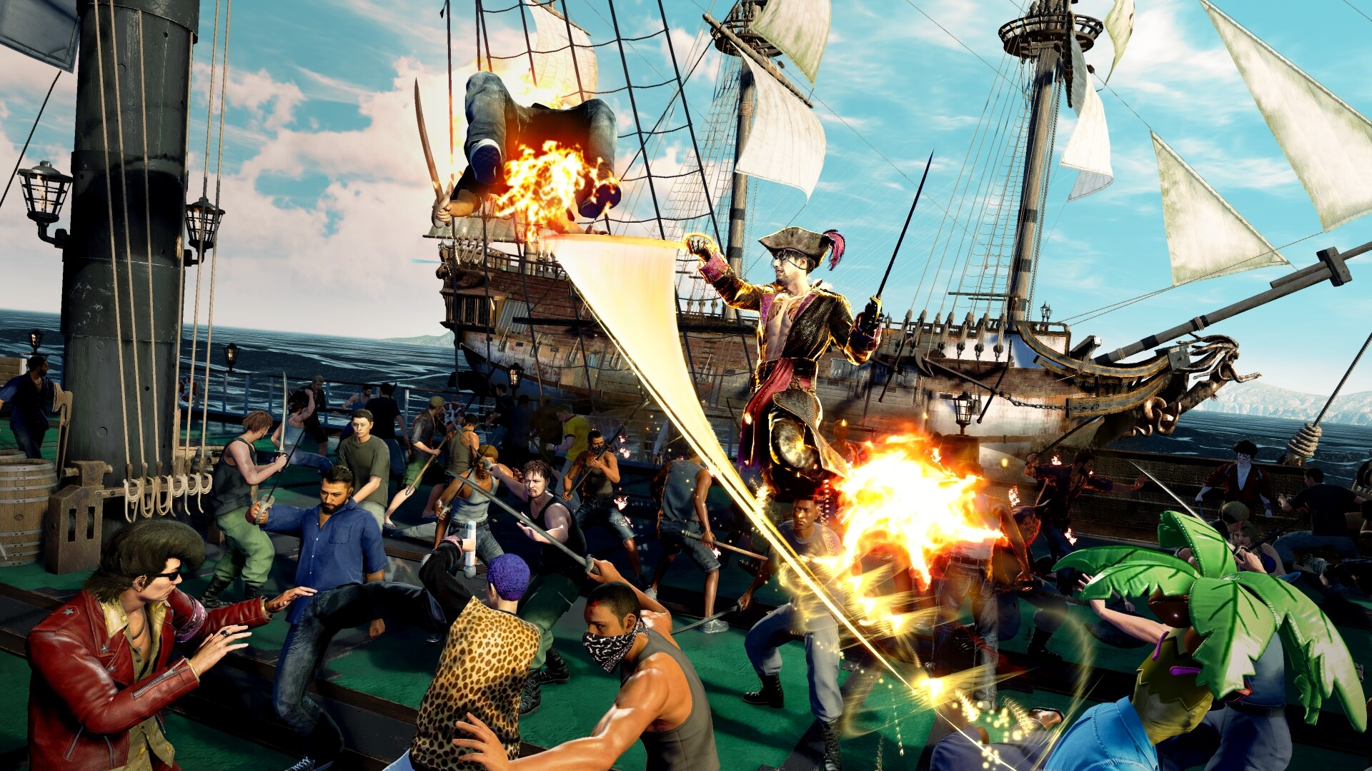 La escena de exploración de la isla en el juego Like a Dragon: Pirate Yakuza in Hawaii