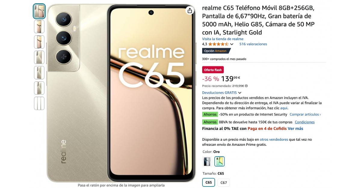Realme C65 Teléfono con un descuento de 80€! Realme C65 Teléfono con un descuento de 80€!