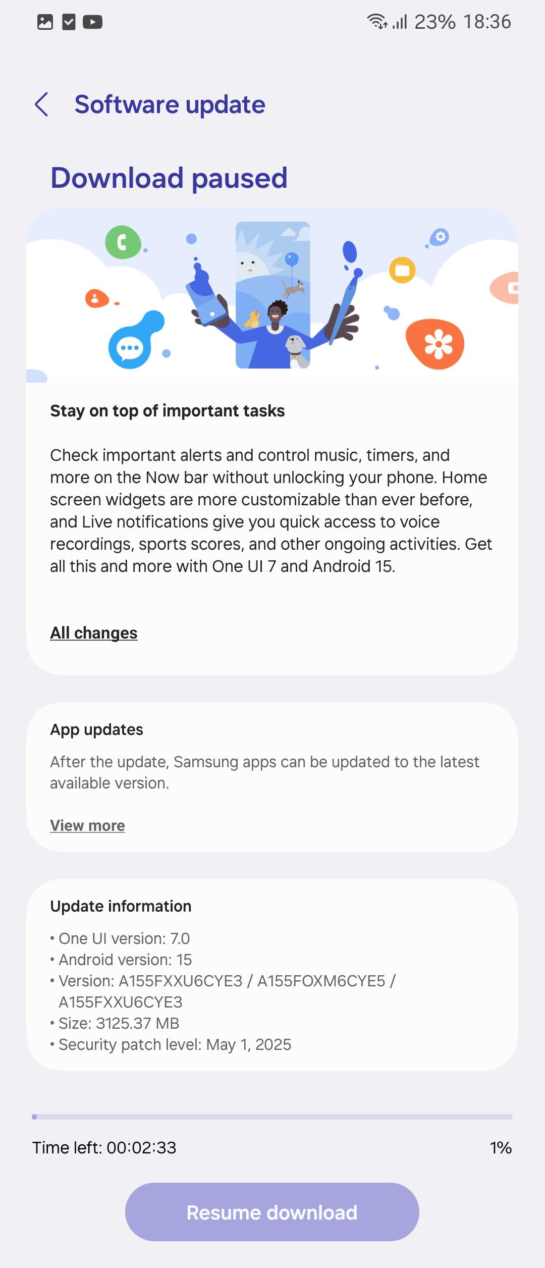 Actualización de One UI 7 para Galaxy A15 en Europa y el Cáucaso Actualización de One UI 7 para Galaxy A15 en Europa y el Cáucaso