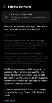 Configurar mensajes de texto vía satélite en el Galaxy S24 Ultra