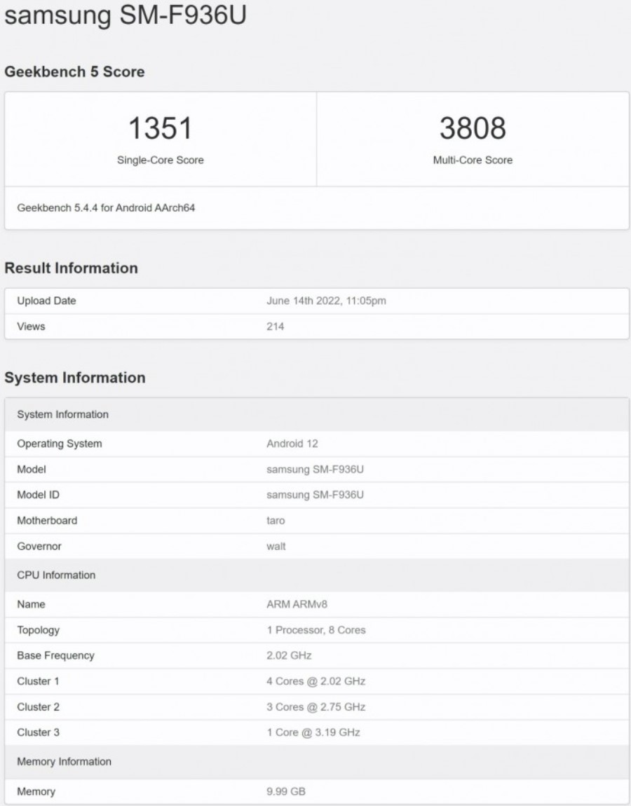 Las especificaciones clave del Samsung Galaxy Z Fold4 aparecieron en Geekbench-2 Las especificaciones clave del Samsung Galaxy Z Fold4 aparecieron en Geekbench-2