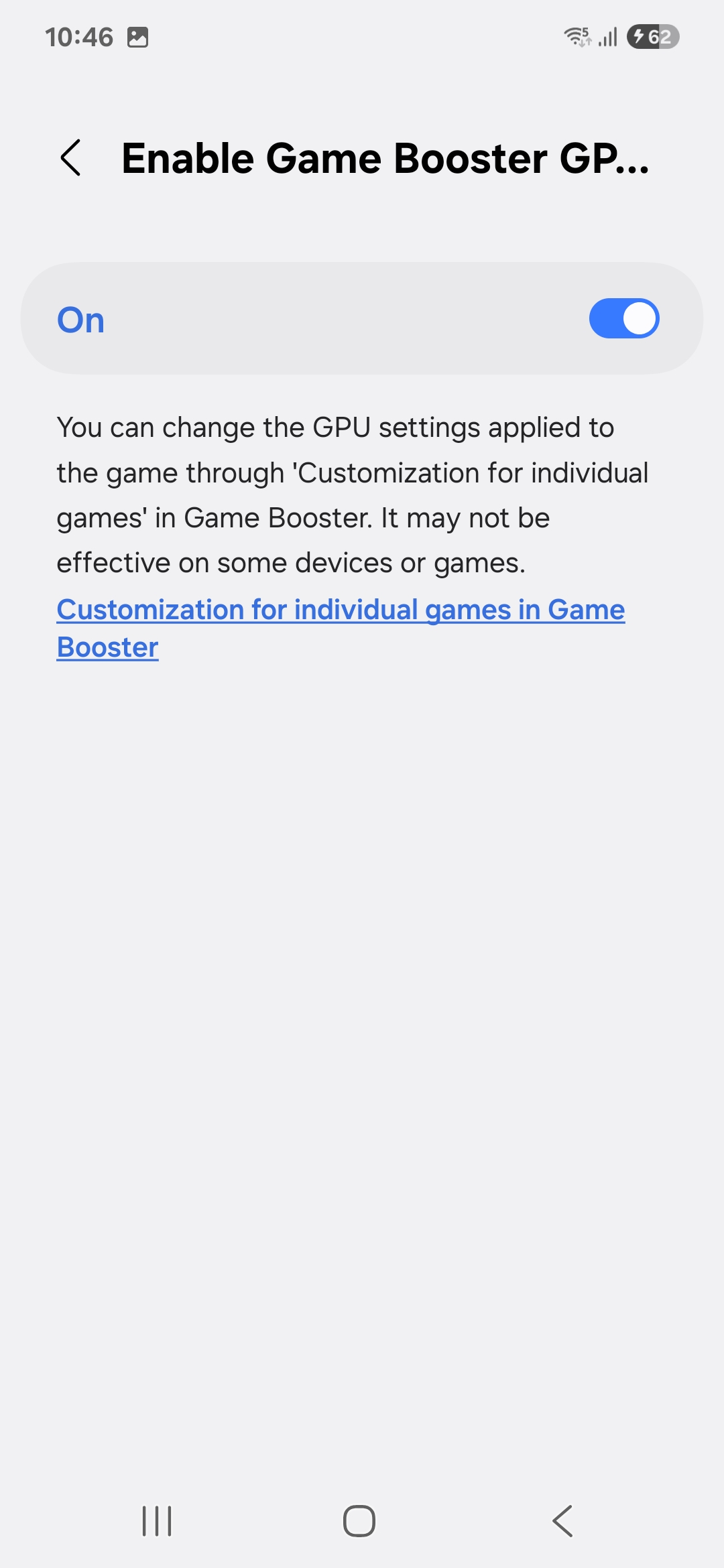 Configuración de la GPU en Game Booster Configuración de la GPU en Game Booster