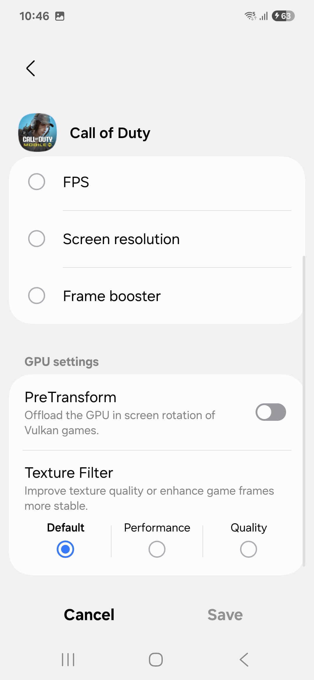 Filtros de texturas en Game Booster Filtros de texturas en Game Booster