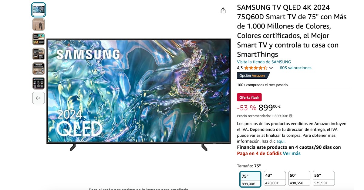 SAMSUNG TV QLED 75Q60D con un descuento de 1000€! SAMSUNG TV QLED 75Q60D con un descuento de 1000€!