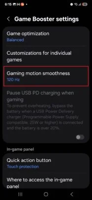 Captura de pantalla de Game Booster con Galaxy S25 Captura de pantalla de Game Booster con Galaxy S25