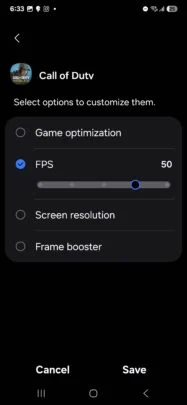 La captura de pantalla final de Game Booster con Galaxy S25 La captura de pantalla final de Game Booster con Galaxy S25