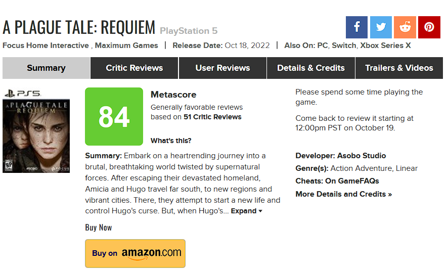 Primeras estimaciones de A Plague Tale: Requiem. El juego es alabado por su historia y sus efectos visuales, pero se nota una terrible optimización y bugs-2 Primeras estimaciones de A Plague Tale: Requiem. El juego es alabado por su historia y sus efectos visuales, pero se nota una terrible optimización y bugs-2