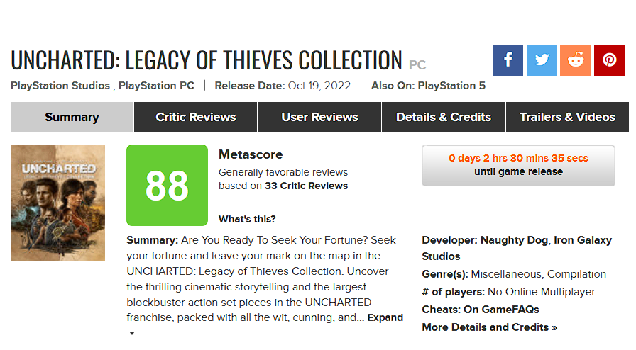 Los periodistas publicaron reseñas de la versión para PC de Uncharted: Legacy of Thieves Collection. Todos alaban la optimización del juego y señalan que es un port exitoso-2 Los periodistas publicaron reseñas de la versión para PC de Uncharted: Legacy of Thieves Collection. Todos alaban la optimización del juego y señalan que es un port exitoso-2