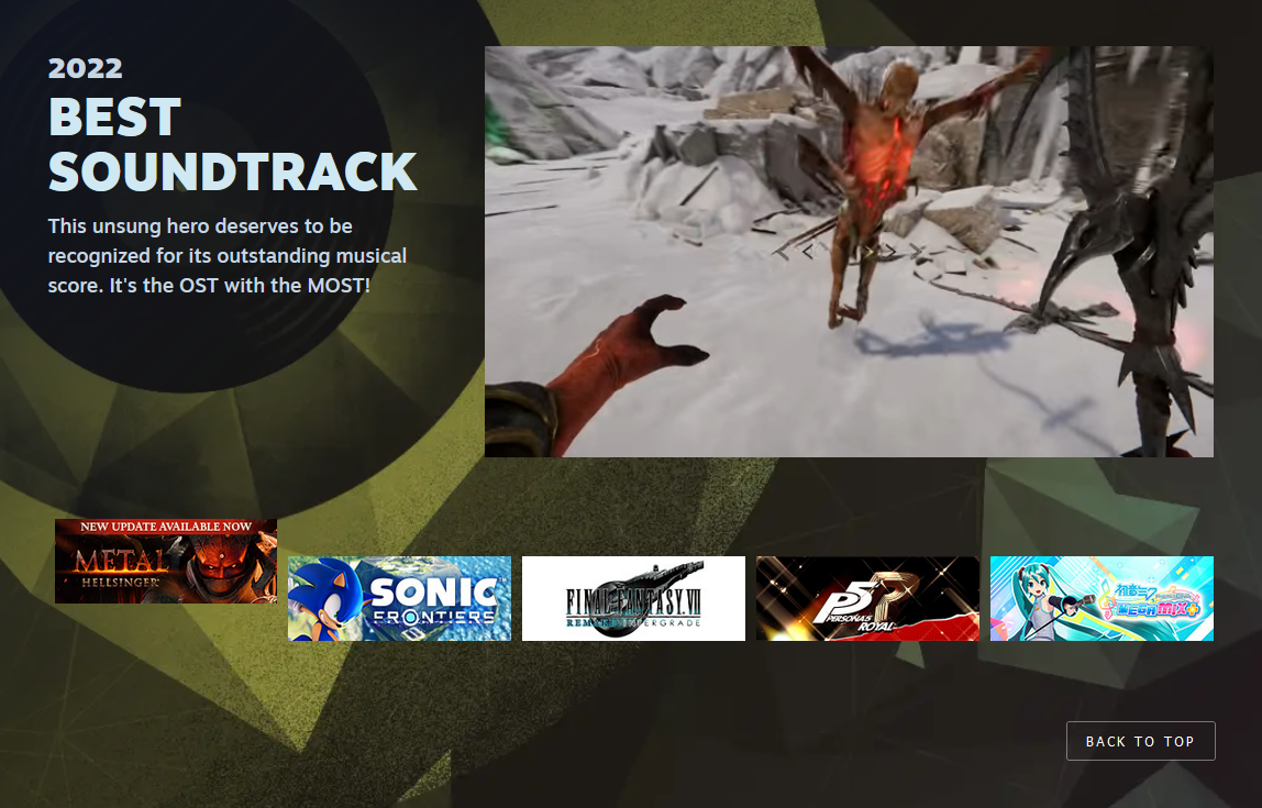 Valve presentó las 11 nominaciones de la ceremonia de entrega de los Premios Steam, entre las que se incluyen: "Juego del año", "Mejor historia", "Mejor banda sonora" y otros.-9 Valve presentó las 11 nominaciones de la ceremonia de entrega de los Premios Steam, entre las que se incluyen: "Juego del año", "Mejor historia", "Mejor banda sonora" y otros.-9