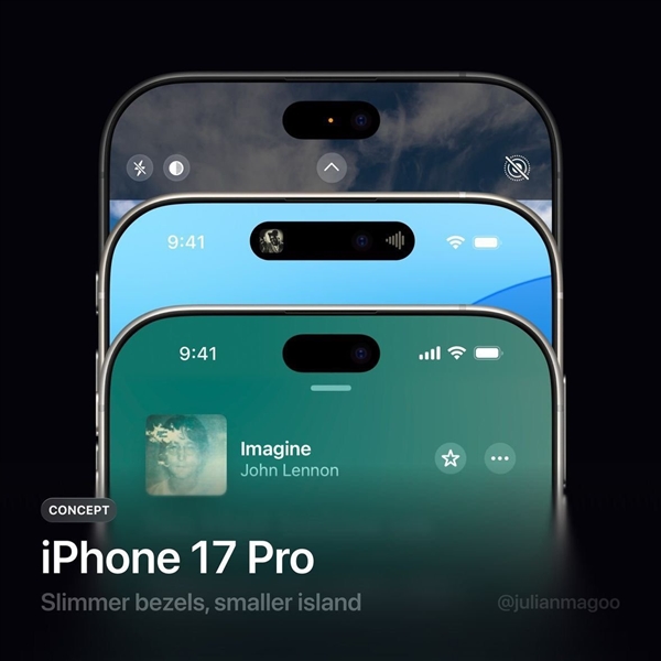 Isla dinámica Una imagen conceptual de la nueva Isla Dinámica en el iPhone 17 Pro