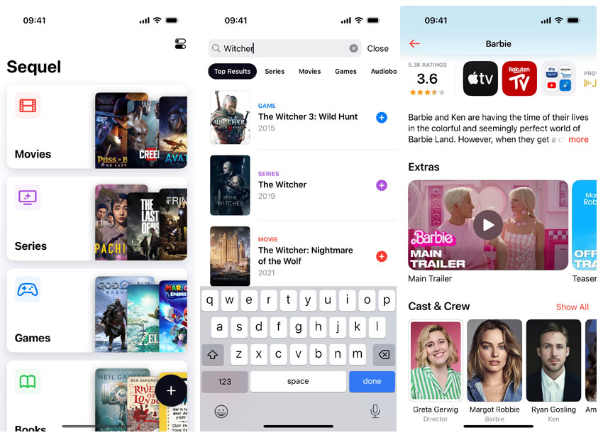 Captura de pantalla de la aplicación Sequel en el iPhone