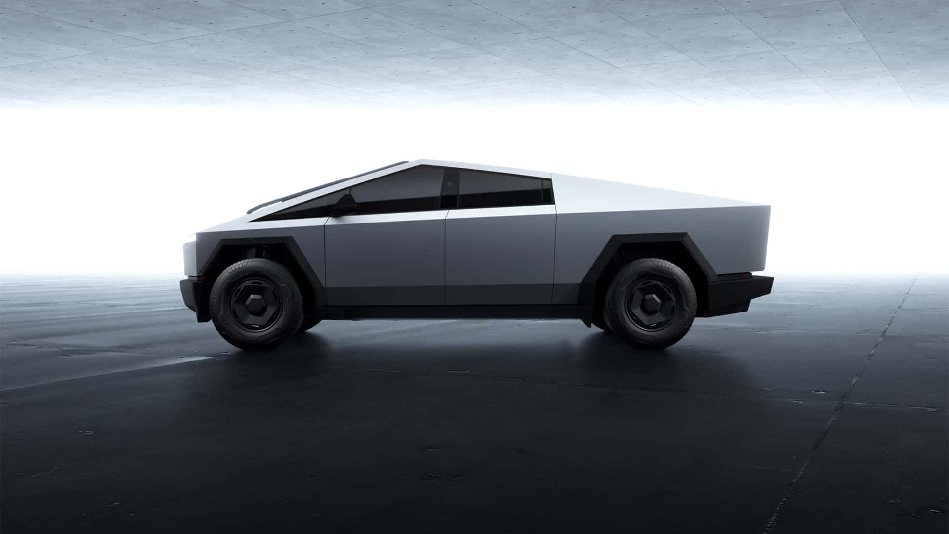 Tesla Cybertruck Long Range contra el fondo de un paisaje urbano Tesla Cybertruck Long Range contra el fondo de un paisaje urbano