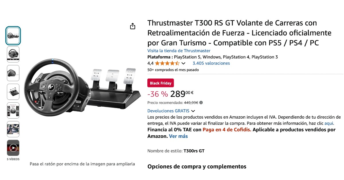 Thrustmaster T300 RS GT Volante de Carreras con descuento limitado de 160 € ! Thrustmaster T300 RS GT Volante de Carreras con descuento limitado de 160 € !