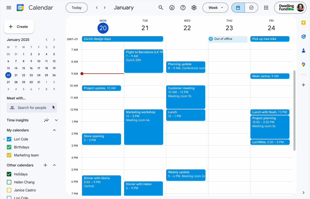 Imagen de la función de bloqueo de tiempo para tareas en Google Calendar