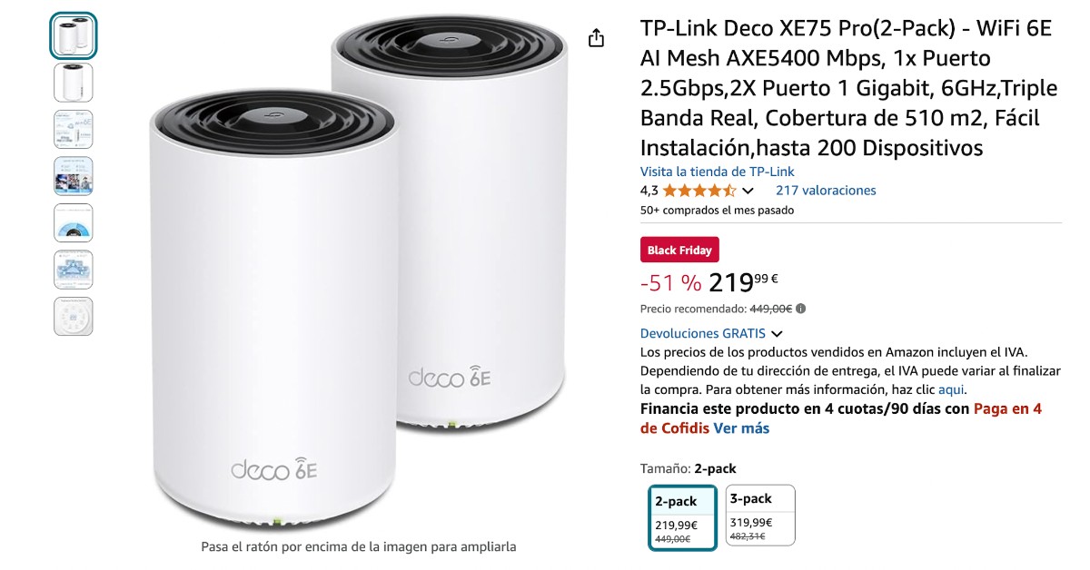 P-Link Deco XE75 Pro (2 uds.) con un descuento de 230 € ¡Oferta Black Friday! P-Link Deco XE75 Pro (2 uds.) con un descuento de 230 € ¡Oferta Black Friday!