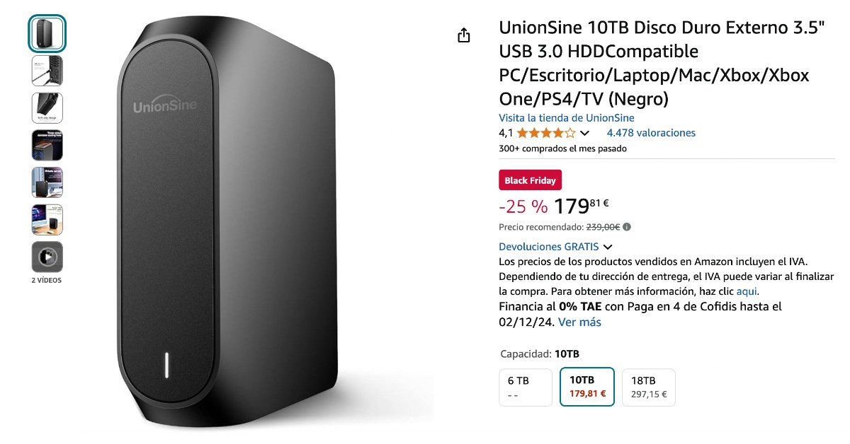 UnionSine Disco Duro Externo 10TB - ¡Ahora con descuento limitado de 60€! UnionSine Disco Duro Externo 10TB - ¡Ahora con descuento limitado de 60€!