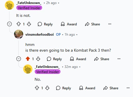 Скриншот с Reddit о Mortal Kombat 1 Скриншот с Reddit о Mortal Kombat 1