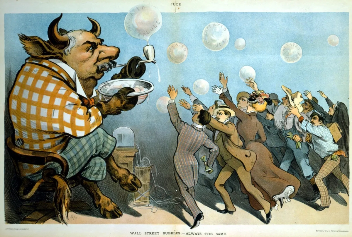 Ilustración de burbujas de Wall Street - Udo J. Keppler (1901)