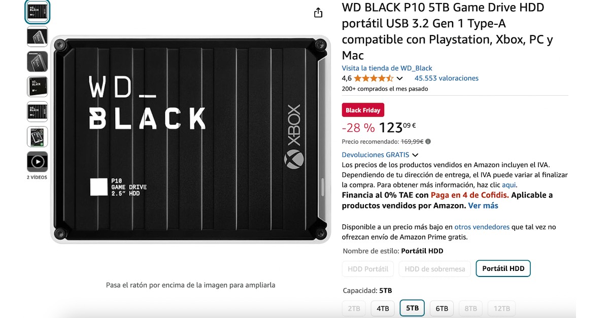 ¡Gran Oportunidad! WD BLACK P10 5TB Game Drive HDD Portátil con 46€ de Descuento! ¡Gran Oportunidad! WD BLACK P10 5TB Game Drive HDD Portátil con 46€ de Descuento!