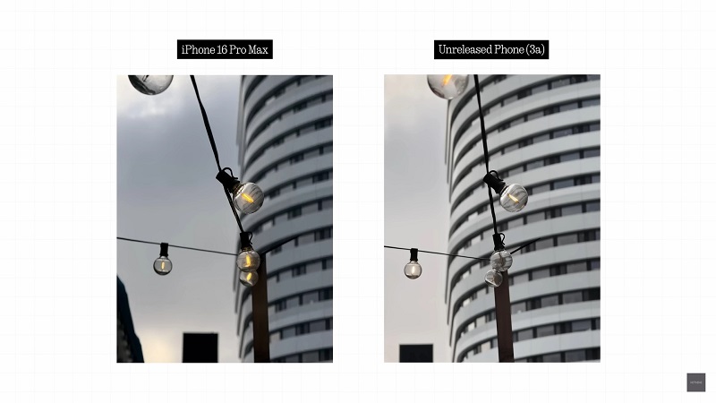 Foto comparativa 1: Teléfono (3a) y iPhone 16 Pro Max