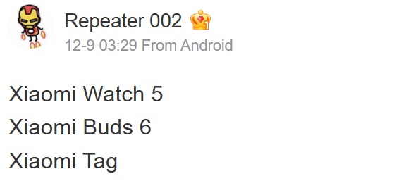 Traducción del mensaje de Repeater 002 sobre Xiaomi Tag en Weibo
