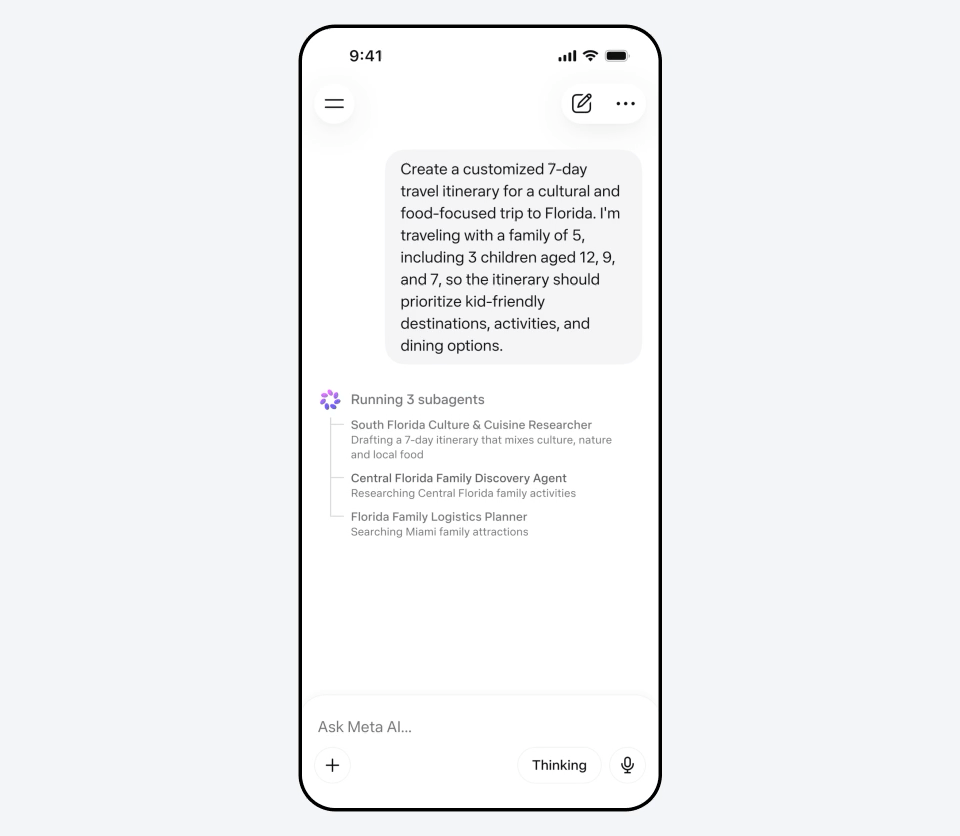 Capacidades de Muse Spark para trabajar con muchos agentes