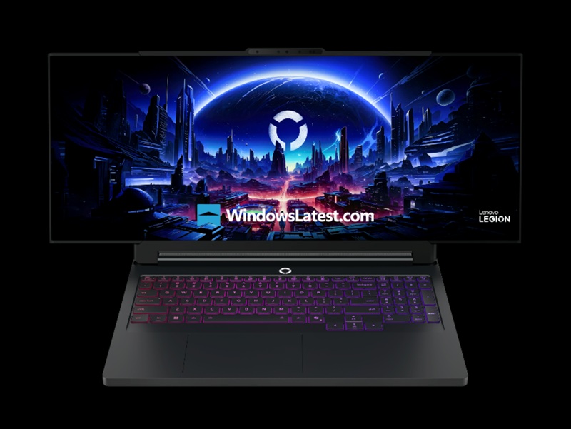 Pantalla de la laptop Lenovo Legion Pro Rollable en estado expandido