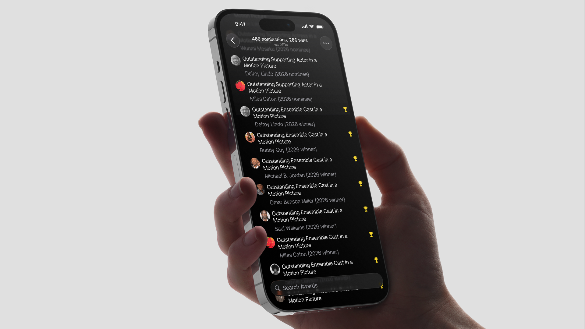 Interfaz de la aplicación de seguimiento de películas Binge