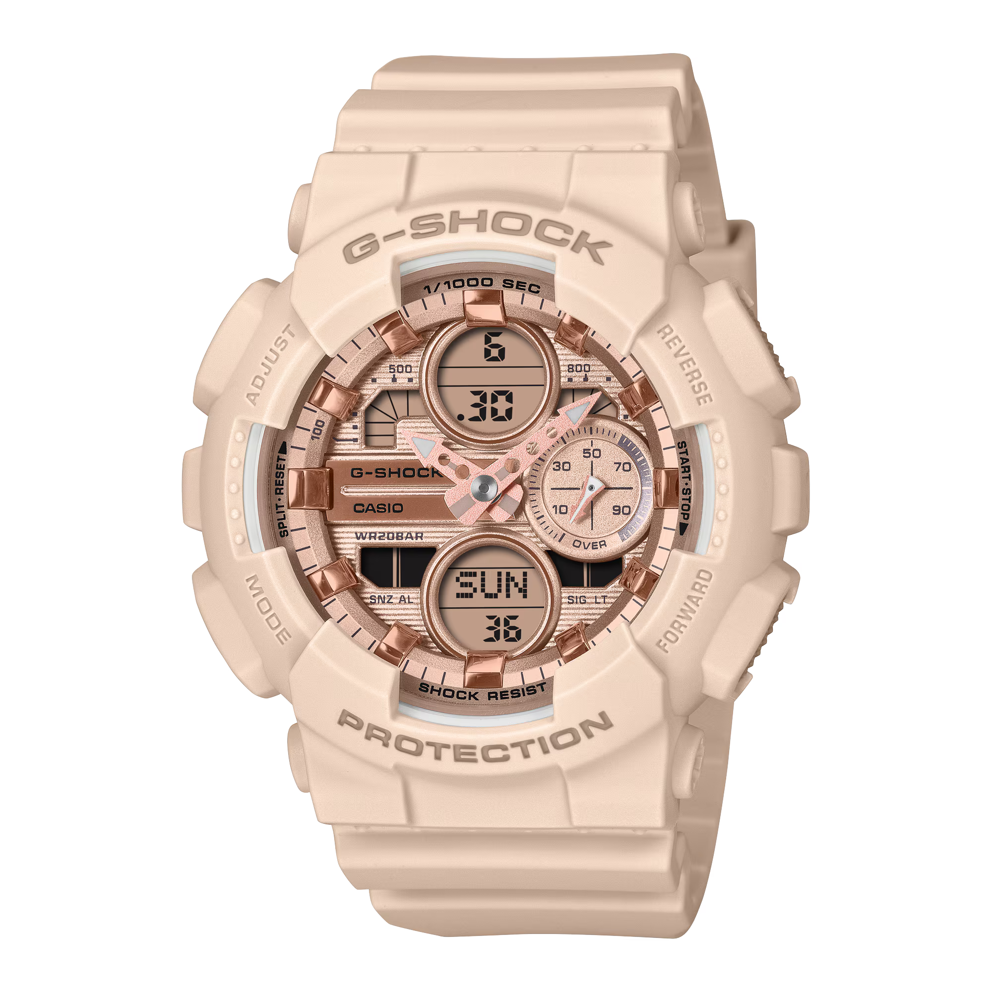 Reloj Casio G-Shock GMAS140PG-4A con caja rosa