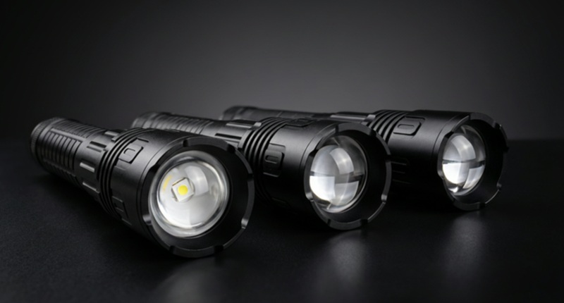 Carcasa de la linterna hecha de aluminio anodizado