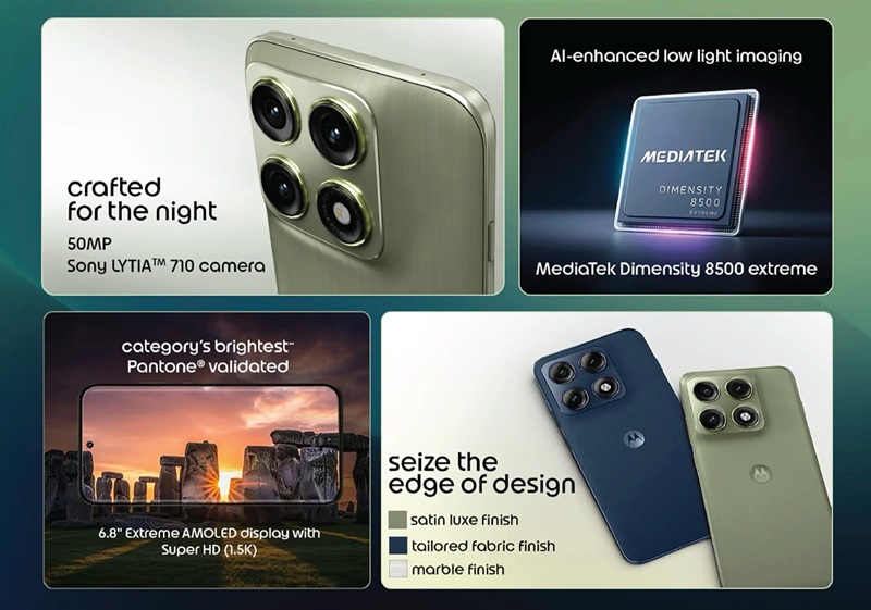 Panel frontal del smartphone Motorola Edge 70 Pro