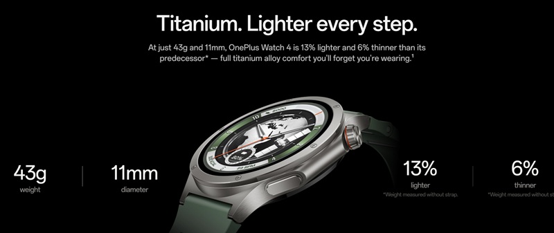 OnePlus Watch 4 con caja de titanio