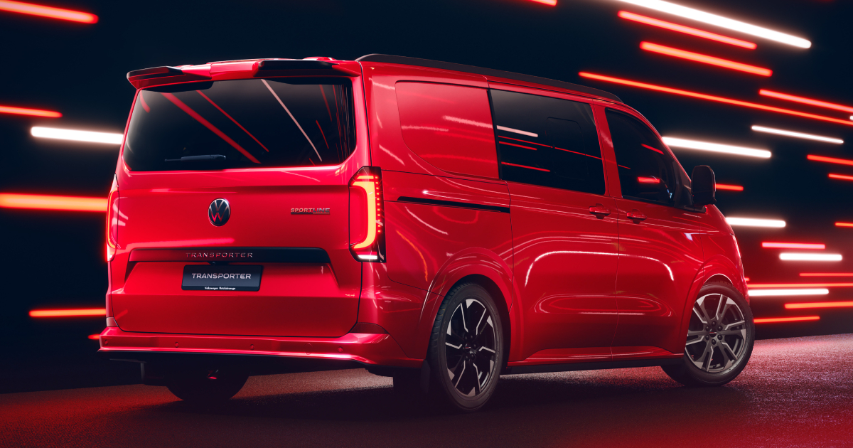 Vista trasera del Volkswagen Transporter Sportline