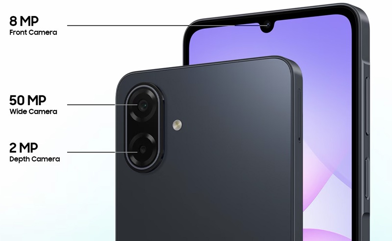 Cámara de 50 MP y cámara frontal de 8 MP del Galaxy A07 5G
