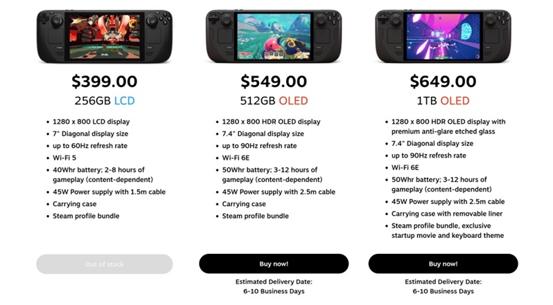 Nueva versión de Steam Deck con pantalla OLED